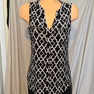 INC Black and white sleeveless dressy tank top